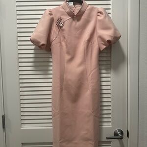 NEW Modern Puff Sleeve Pink Qipao / Cheongsam Dress